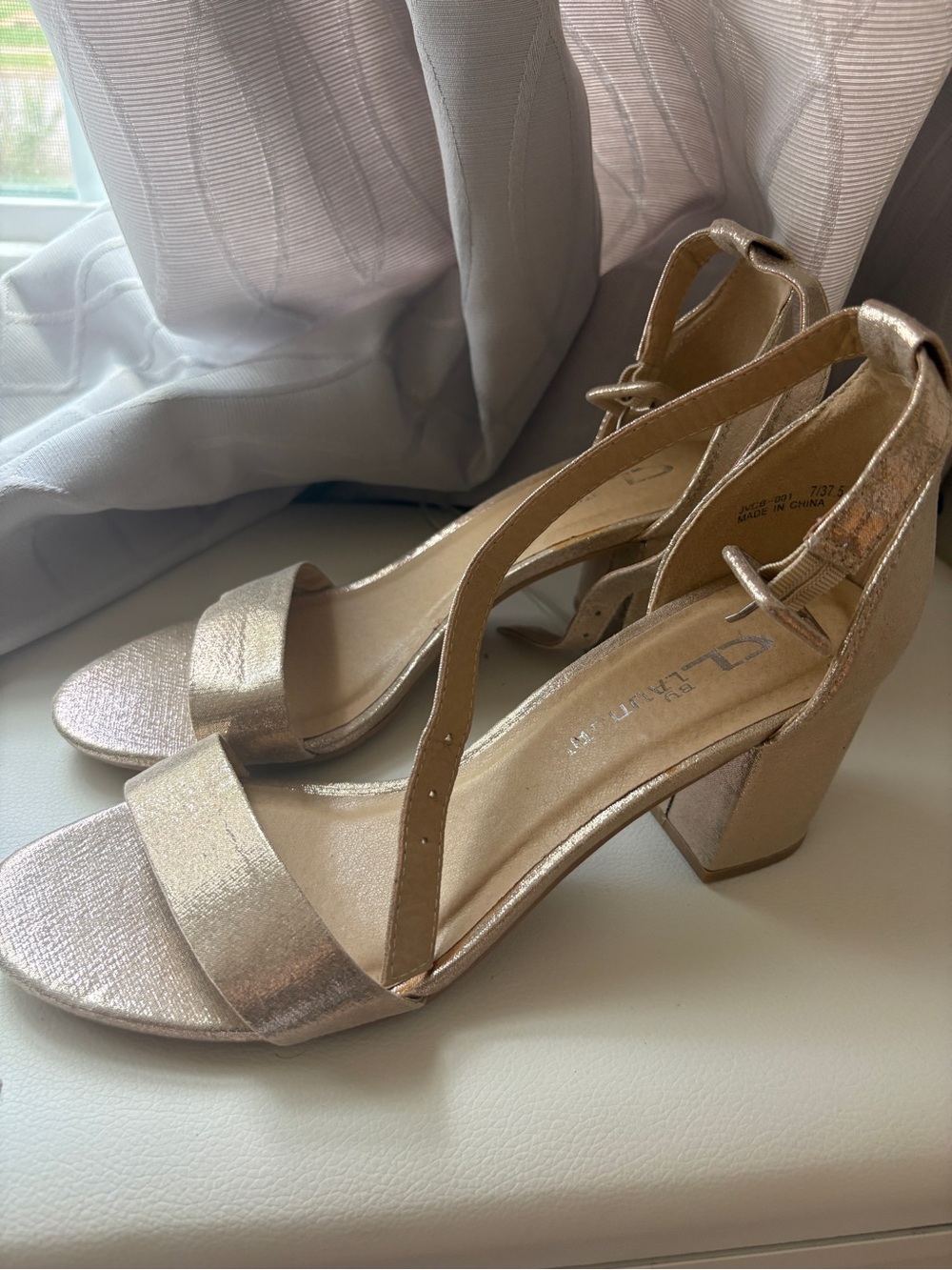 Chinese Laundry Gold Block Heel Sandals